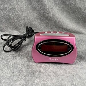 Timex Digital Alarm Clock Metallic Pink Red LED Display T101 Retro Y2K Style